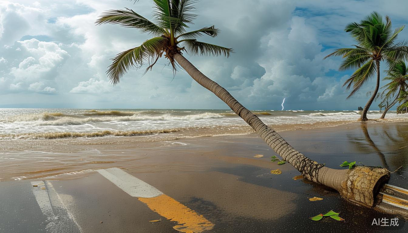 台风桦加沙逼近珠海！情侣路地标风雨中屹立，渔女雕像稳立浪涛间