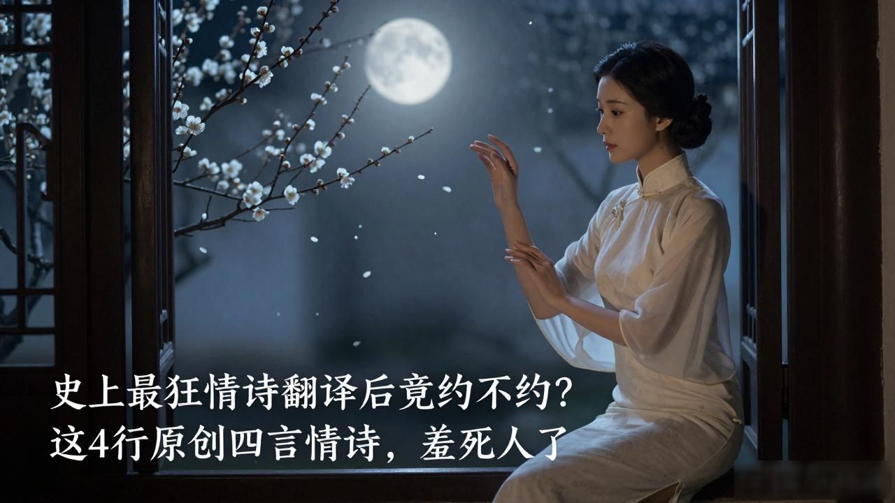 史上最狂情诗翻译后竟约不约？这4行原创四言情诗，羞死人了