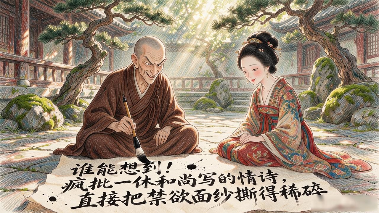 谁能想到！疯批一休和尚写的情诗，直接把禁欲面纱撕得稀碎