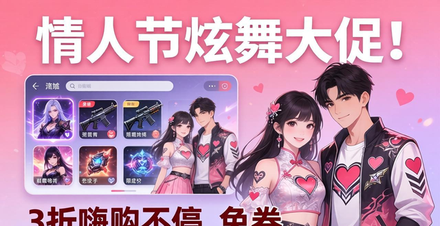 情人节炫舞大促！全新情侣服饰免券，自定义 3 折嗨购不停